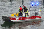 Feuerwehrboot HEINRICH (Freiwillige Feuerwehr Niendorf / Ostsee, Rufname: Florian Ostholstein 89/78/1) am 14.01.2021 im Hafen von Niendorf / Ostsee