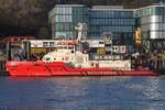 Feuerwehrschiff BRANDDIREKTOR WESTPHAL (ENI 04812840); Eigner/Betreiber: Feuerwehr Hamburg; Datum: 25.02.2026; Aufnahmeort: Elbe/Hafen Hamburg, Deutschland.