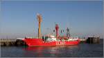 Das Feuerschiff BÜRGERMEISTER O’SWALD II war von 1948–1988 auf der Station ELBE 1 im Einsatz. Hier liegt sie am 10.10.2015 in Cuxhaven.