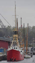 Das Feuerschiff  Fehmarnbelt , gesehen Anfang April 2019 in der Hansestadt Lübeck.