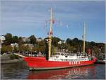 Das ehemalige Feuerschiff ELBE 3 im Museumshafen Hamburg- Övelgönne. Von 1966 bis 1977 lag es auf der Position Elbe 3, zuvor war es an der Weser stationiert. Im Museumshafen des Deutschen Schifffahrtsmuseums in Bremerhaven liegt ein weiteres Feuerschiff  Elbe 3  das zuvor, bis 1996 auf der Position Elbe 3 lag. 07.10.2019