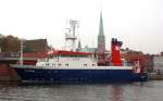 Das Kieler Forschungsschiff  ALKOR  iMO 8905880 liegt an der Untertrave im Hansahafen der Hansestadt Lübeck zur Visite...
