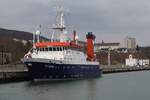 Forschungssschiff Alkor / IMO 8905880 am 28.03.2015 im Stadthafen Sassnitz.