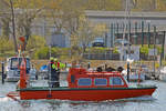 Vermessungsboot ALDEBARAN am 28.4.2021 im Hafen von Neustadt / Holstein.