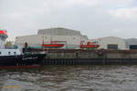 die Vermessungsboote der  CAPELLA  (IMO 9296949) am 30.4.2019, Hamburg, an der Lürssen/Norderwerft im Reiherstieg /  Vermessungsschiff / BRZ 552 / Lüa 4302 m, B 10,8 m, Tg 1,6 m / 2 Diesel,