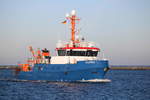 Das Forschungs- /Vermessungsschiff Clupea beim Einlaufen am 17.01.2020 um 13:54 Uhr  in Warnemünde
