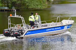 Boot HECHT der Lübecker Port Authority (LPA) am 18.5.2021 auf der Wakenitz bei Lübeck