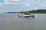 DEEPENSCHRIEWER II am 9.8.2022, Hamburg, Elbe vor dem  Bubendeyufer  /    Mess- und Peilschiff der HPA / Lüa 27,5 m, B 8,6 m, Tg 1,35 m / 2 Diesel ges.