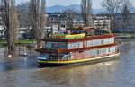 Beim Chinarestaurant  Ocean Paradise  bleibt die Kche kalt....kein Zugang zum Schiff durch Rheinhochwasser - Bonn-Beuel 10.01.2011