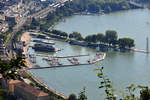 Blick vom Haggen (Lochau) auf den Hafen von Bregenz mit MS SONNENKÖNIGIN (2010-08-07)