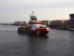 Küstenwacht-Multifunktionsschiff  Arkona  einlaufend Rostock am 24.04.13