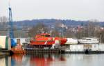 Lotsenboot  Pilot Jasmund  am 20.03.15 in der Werft in Wolgast.