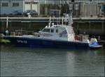 Ein etwas kleiners Polizeiboot aufgenommen im Hafen von Oostende.  11.08.2010