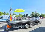 Schlauchboot der Bundespolizeiabteilung HÜNFELD, gesehen auf dem Ausstellungsgelände anl. der Feierlichkeiten '100 Jahre Feuerwehr HÜNFELD' im Juni 2025