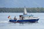 Fahrzeug der Wasserschutzpolizei auf dem Bodensee vor Lindau/Deutschland (07.05.2023)