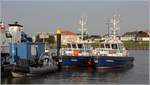 Die Bremer Polizeiboote VISURA und LESMONA liegen an ihrem Anleger in Bremerhaven. Davor hat noch ein Polizei-RIB festgemacht. 22.09.2020