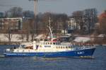 Das Museumsschiff des Museum der Arbeit Elbe 1 ex Wasserschutzpolizei 1 vor dem Rschpark Hamburg Finkenwerder am 04.12.10