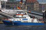 Polizeischiff BÜRGERMEISTER BRAUER (WS1) (IMO 9015955  ); Eigner/Betreiber: Polizei Hamburg; Datum: 10.05.2015; Aufnahmeort: Elbe/Hafen Hamburg, Deutschland. Das Bild zeigt die BÜRGERMEISTER BRAUER anlässlich des Hafengeburtstages vor Steinwerder.