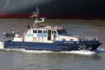 Polizeischiff AMERIKAHÖFT WS20 (ENI 05114200); Eigner/Betreiber: Polizei Hamburg; Datum: 19.07.2025; Aufnahmeort: Elbe/Hafen Hamburg, Deutschland.
