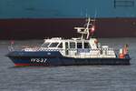 Polizeischiff WS37 (ENI 04810170); Eigner/Betreiber: Polizei Hamburg; Datum: 13.08.2025; Aufnahmeort: Elbe/Hafen Hamburg, Deutschland.