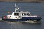 Polizeischiff WS37 (ENI 04810170); Eigner/Betreiber: Polizei Hamburg; Datum: 09.03.2026; Aufnahmeort: Elbe/Hafen Hamburg, Deutschland.