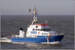Das 1992 gebaute Hamburger Polizeiboot BRGERMEISTER BRAUER luft am 03.05.2008 von der Nordsee kommend in die Elbe ein. Es ist 29 m lang und erreicht eine Geschwindigkeit von 23 kn.