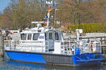 Polizeiboot HABICHT der WSP Schleswig-Holstein am 17.04.2021 im Hafen von Lübeck-Travemünde