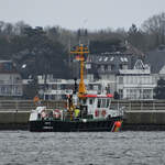 Das Polizeiboot OSTE (MMSI: 211275800) war Anfang April 2024 in Travemünde unterwegs.