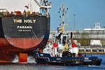 Jetzt mit Logo von BOLUDA TOWAGE EUROPE: Schlepper ARGUS (IMO 9600762) am 3.4.2021 auf der Trave bei Lübeck-Schlutup