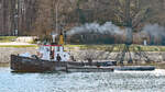 Schlepper ANTON vom Ostseedienst Wasserbau am 28.02.2023 im Hafen von Lübeck-Travemünde