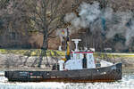 Schlepper ANTON vom Ostseedienst Wasserbau am 28.02.2023 im Hafen von Lübeck-Travemünde