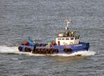 Der 16m lange Schlepper ALBICORE (MMSI:235002917) am 02.06.25 in Kirkwall.