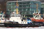 Schlepper HANS; Eigner/Betreiber: P&A; Aufnahmeort: Elbe/Hafen Hamburg, Deutschland; Datum: 06.02.2012; Info: (IMO 8111922) Lüa 26,16 m, B 8,84 m, Tg 4,4 m / 2 4-Takt-6Zyl.-Diesel, ges.