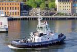 Der 28m lange Schlepper MONTFRED am 21.05.18 in Stockholm