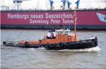 1.9.10 in Hamburg - SCHLEPPKO 7 vor einem Schwimmdock der Werft Blohm u Voss. Die darauf befindliche Webung kann man fr voll nehmen! - Das  Maritimmuseum  in der Koreastrae ist wirklich groe Klasse! Ich war schon 2 mal da:-)