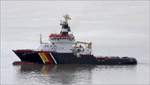 Der 2010 gebaute Notfallschlepper NORDIC (IMO 9525962) ist auf der Weser in Höhe Bremerhaven unterwegs. Die NORDIC hat eine Länge von 78,29 m und eine Breite von 16,40 m. Die beiden Maschinen leisten je 8.600 kW, zusammen also 17.200 kW und ermöglichen einen Pfahlzug von 201 t. Heimathafen ist Hamburg. 02.08.2020