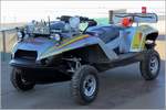Gibbs Quadski XL des Rettungsdienstes Cuxhaven. Das Fahrzeug verfügt über einen Allradantrieb an Land und einen Wasserstrahlantrieb im Wasser. In beiden Elementen ist das Gefährt 75 km/h schnell. Die Motorleistung des 2-Sitzers beträgt 175 PS. Gesehen am 13.11.2017 in Cuxhaven-Duhnen.