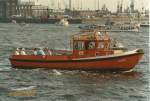 Festmacherboot HENRI (H 7019) im Mai 1989 (Hafengeburtstag), Hamburg, Elbe (Scan vom Foto)  /