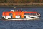 Tender und Rettungsboot VASCO DA GAMA T10; Eigner/Betreiber: Nicko Cruises; Datum: 06.11.2025; Aufnahmeort: Elbe/Hafen Hamburg, Deutschland.