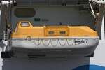 Rettungsboot 7 der AIDA LUNA; Eigner/Betreiber: AIDA; Datum: 10.08.2025; Aufnahmeort: Elbe/Hafen Hamburg, Deutschland.