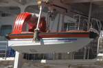 Bei- und Rettungsboot des Kreuzfahrtschiffs EMERALD PRINCESS; Datum: 24.09.2025; Aufnahmeort: Elbe/Hafen Hamburg, Deutschland.