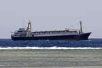 Lebendvieh-Transporter  ALPHA LIVESTOCK 19  verlässt den Golf von Akaba gesehen vor Sharm el Sheikh 1.6.2017 