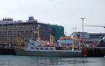Das 56m lange Schiff der Fischereiaufsicht BJARNI SAEMUNDSSON am 17.06.19 in Reykjavik