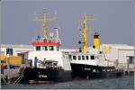 Das Seezeichenmotorschiff LTJEOOG und das Vermessungsschiff NORDERNEY des WSA Emden liegen am 01.04.2007 an ihren Pltzen im Hafen von Norderney.