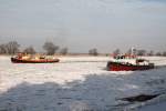 Eisbrecher auf der Oder in der Nähe von Schwedt zu Berg.Foto 1.2.2014