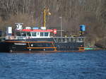 Das Seezeichenmotorschiff Rosenort am 16.02.2019 beim Anleger in Hohe Düne.