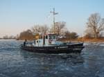 EB.STEINBOCK vom Abz.Tangermünde bricht den Derbener Elbhafen auf.Foto 2.3.2018 vom Eisbrecherarchiv Mineif.