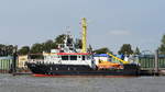 Vermessungsschiff WEDEL des WSA Hamburg, ohne ENI/IMO, Baujahr 2007, Länge 23,9m, 2x331 kW; Außenhafen Glückstadt, 16.09.2020 

