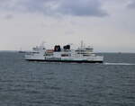Die Scandlines Hybrid Fähre Schleswig-Holstein auf dem Seeweg  von Puttgarden nach Rødby am 30.11.2023 kurz hinter Puttgarden fotografiert.