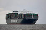 Container ship EVER GREET (IMO:9832729) Flagge Panama auf der Elbe am 22.04.2024 vor Cuxhaven.